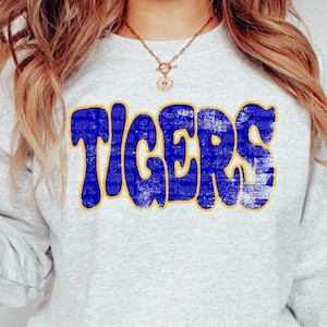 Tigers Wonky png digital download, Tigers png royal and gold