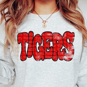 Tigers Wonky png digital download, Tigers png red and black