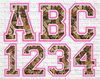 Verontruste alfabetset: camo-letters roze omtrek png-bestanden (digitale kunst)