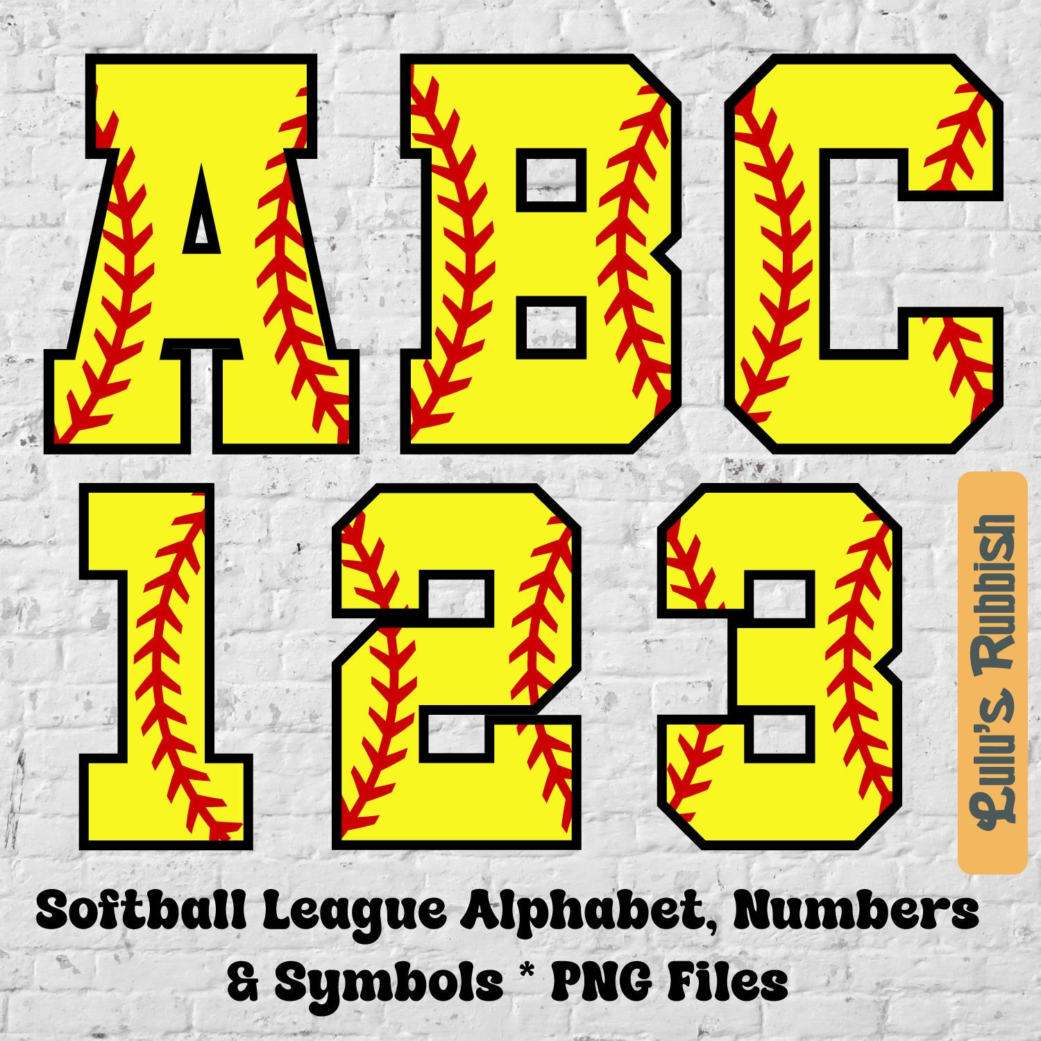 Softball League Alphabet Digital Download, Softball Alphabet PNG Design ...