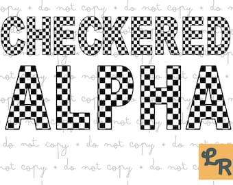 Checkered Alphabet digital download, PNG Design Digital Download, Digital Alphabet PNG Alphabet