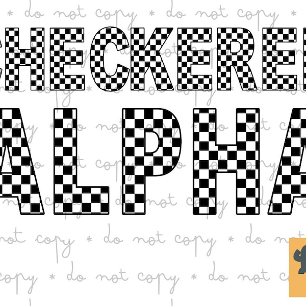 Checkered Alphabet digital download, PNG Design Digital Download, Digital Alphabet PNG Alphabet