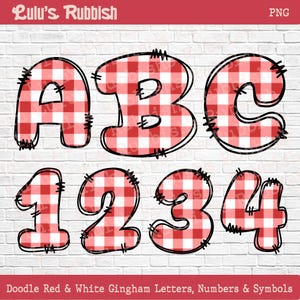 Gingham Letters png, Doodle Alphabet set, PNG Sublimation Clipart, Hand Drawn Alpha pack, Plaid Letters, Alphabet Letters, Digital Download