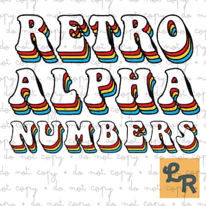 Groovy Retro Alphabet PNG, PNG Alphabet, Cute, Retro Bubble Letters with 3D Shadow 70&#39;s Ads