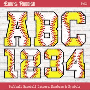 Baseball Softball alphabet png, Softball Baseball Mix Alphabet, Sublimation DTF Clipart Varsity Block Letters & Numbers, Sports Letters