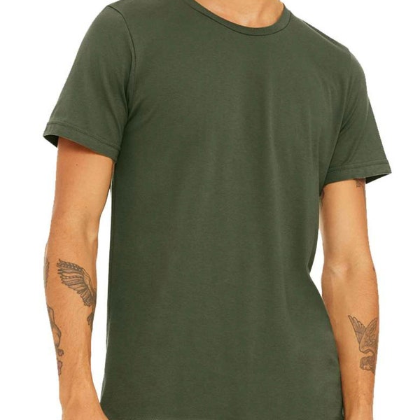 Blank Bella Canvas T-shirt, 3001 Plain Bella Canvas crew neck, Blank T-shirt, Blank Unisex Tee, Wholesale Bulk, Military Green shirt