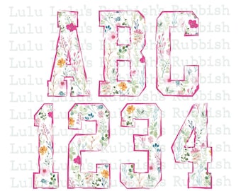 Floral Alphabet PNG, Flower Letters & Numbers (Digital Download)