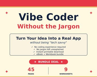 Build Apps Without Coding | Beginner Tech Guide & Workbook Bundle | AI for Beginners | Printable eBook | No-Code Guide for Adults