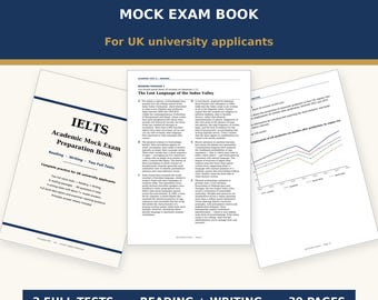 IELTS Academic Reading Writing Mock Test PDF | UK University Prep | 2 Full Tests Band 7+ Model Answers | Printable A4