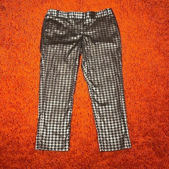 Houndstooth Gold & Brown Vintage Style Pants (30x… - image 1