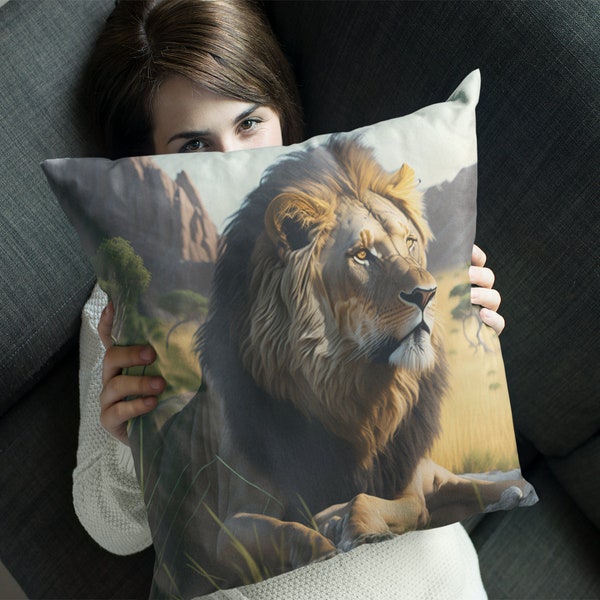 Regal Lion Decorative Pillow - Nature-Inspired Home Accent