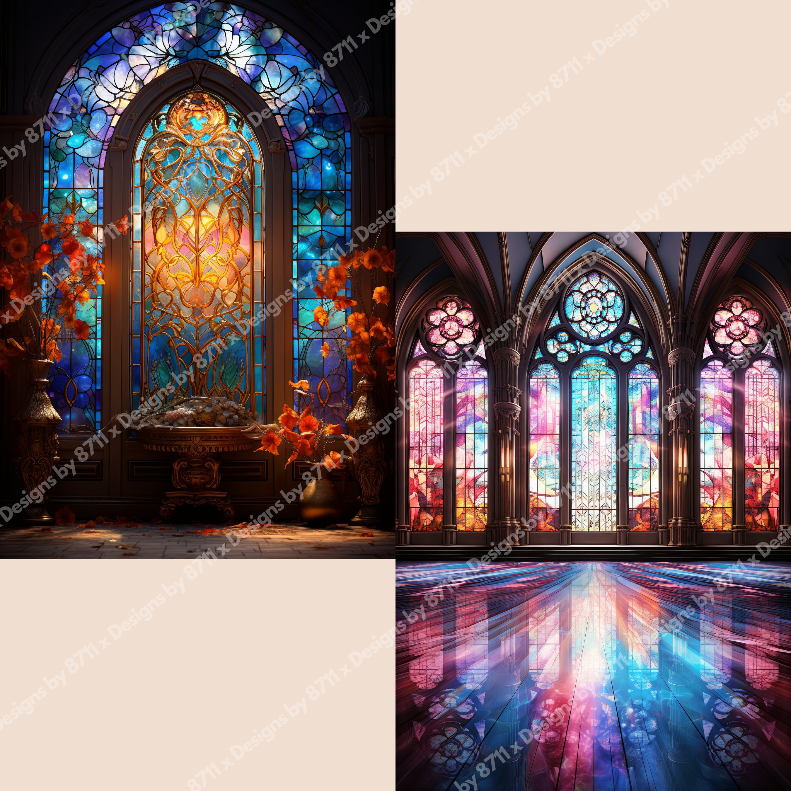Stained Glass Digital Backdrop, Maternity Backdrop Overlays, Studio ...