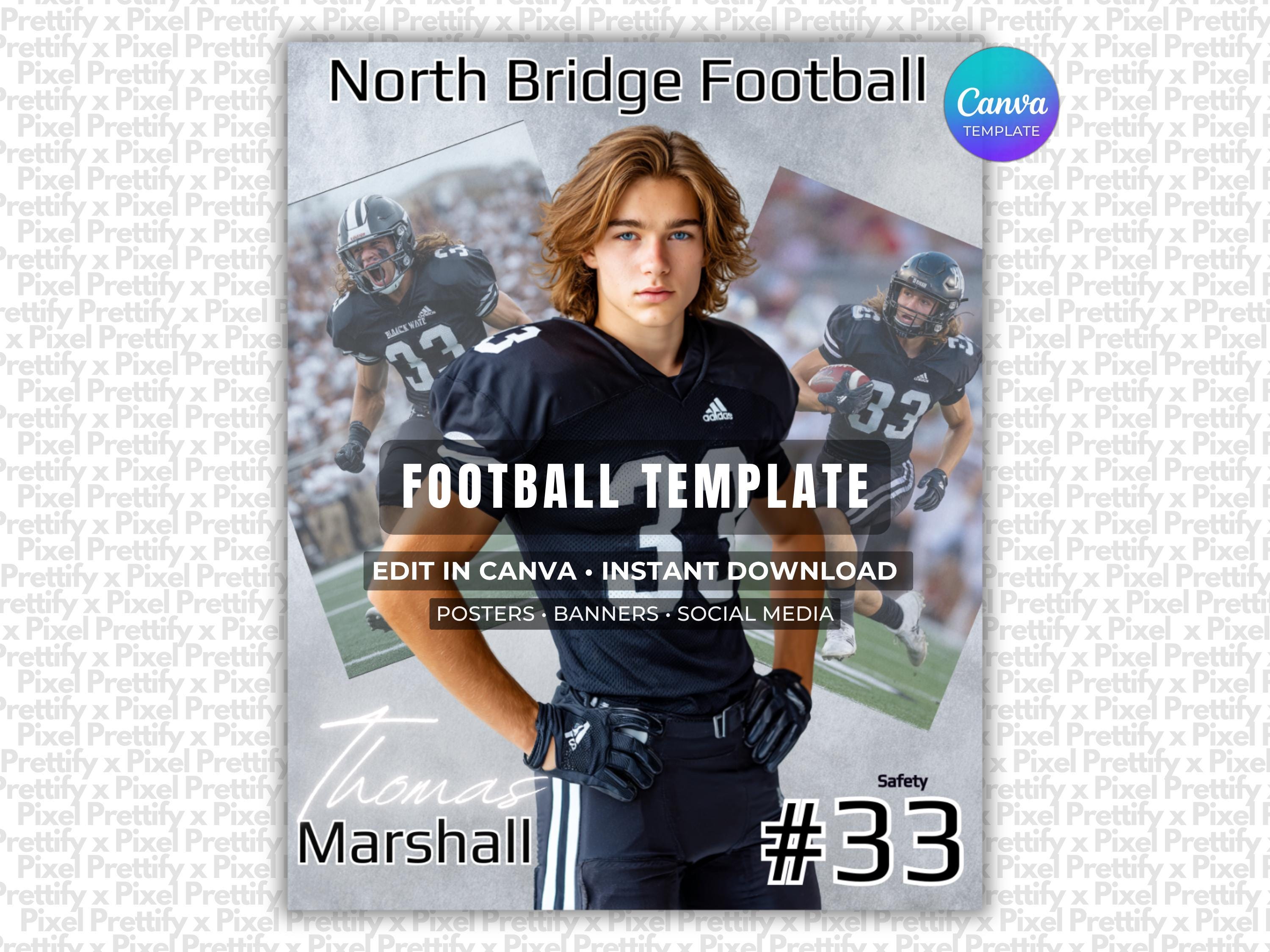 Football Poster Canva Template | Fire Backdrop for Custom Sports ...