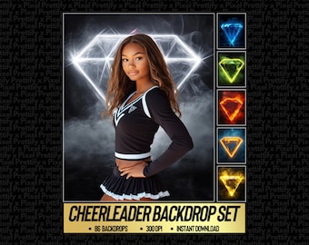 86 Cheerleader Digital Backdrops for Sports Photography | Cheer Background For Cheer Banner, School Sports, & Senior Portrait Photo
