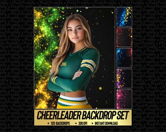 120 Cheerleader Digital Backdrops for Sports Photography | Cheer Background For Cheer Banner, School Sports, & Senior Portrait Photo