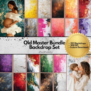 OLD MASTER Bundle Photography Background Backdrop, Vertical Portrait Background Photoshop Horizontal Studio Digital Backdrop Texture Overlay