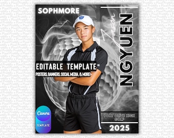 Golf Poster & Banner Vorlage | Golf Hintergrund für individuelles Sport Poster, Senior Banner, Karten und Memory Mate | Nicht-Photoshop Vorlage