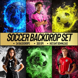 34 Epic Soccer Digital Backdrops for Sports Photography | Football Background For Soccer Banner, School Sports, & Senior Portrait Photo