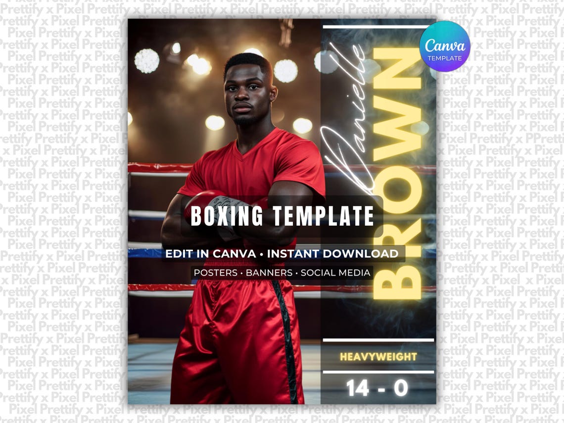 Boxing Poster Canva Template | Custom Boxing Poster Template, Sports ...