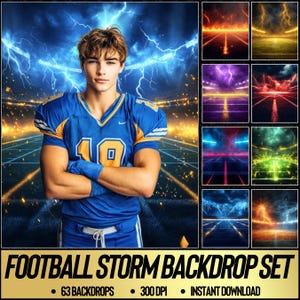 63 Football Digital Backdrops for Sports Photography | Football Background For Football Banner, School Sports, & Senior Portrait Photo