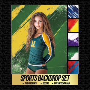 75 Dynamic Sports Backgrounds | Soccer, Football, Basketball, Baseball, Volleyball, Tennis, Softball, & Hockey Digital Backdrop Template