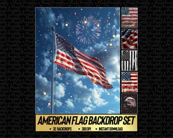 4. Juli Digitale Kulissen 32 Amerikanische Flagge Hintergründe Unabhängigkeitstag Kulissen Studio Hintergründe Overlay Blau Weiß Rot Fotografie