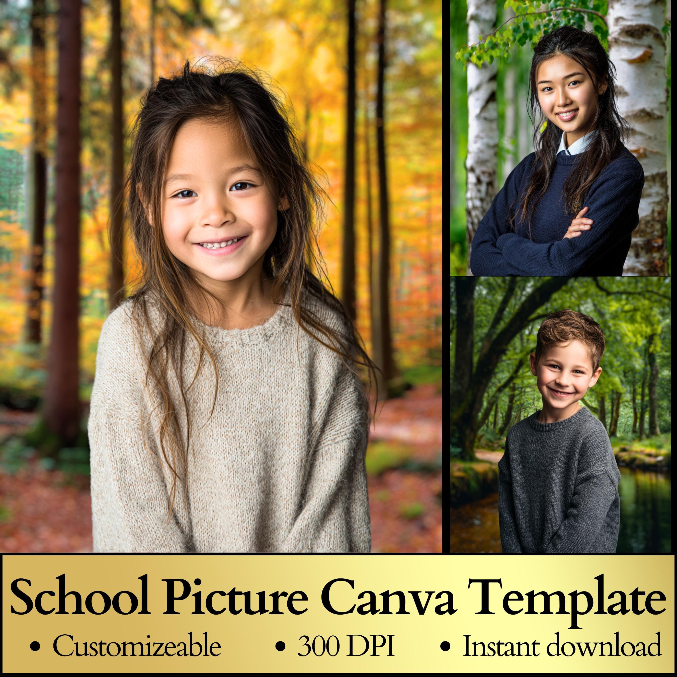 School Picture Canva Template, Back to School Photo, Senior Portrait, School Photos, School Picture Digital Backdrop