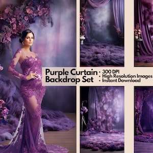 Purple Curtain Digital Backdrops, Maternity Backdrop Overlays, Photography Digital Background Overlays, Photoshop Textures Overlays