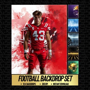 124 Football Digital Backdrops for Sports Photography | Football Background For Football Banner, School Sports, & Senior Portrait Photo