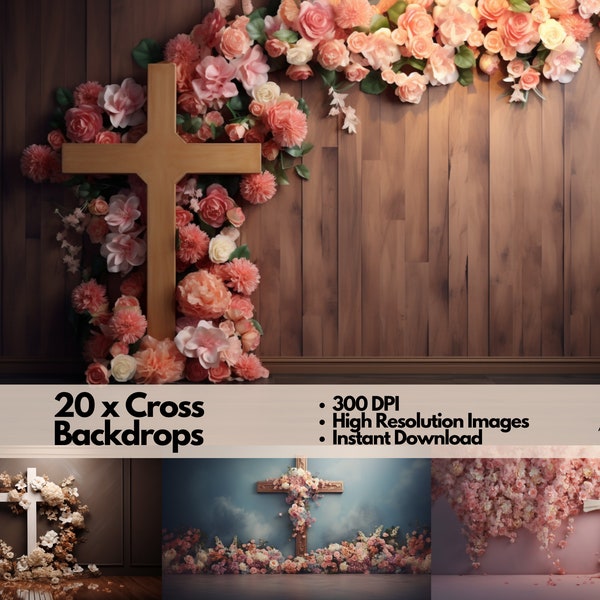 Floral Cross Digital Décors Maternité Toile de fond Superpositions Photographie Fond numérique Superpositions Photoshop Textures Superpositions jpg