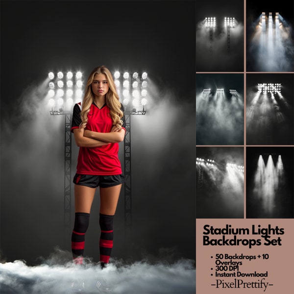 Superposiciones de luz del viernes por la noche, superposiciones de fondo de luz del estadio, fondos digitales deportivos, fondos de fotografía deportiva para Photoshop Composite