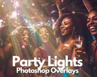 Party Lights Photo Overlay Effect Adobe Photoshop Actions, Aesthetic Light Effects, Colorful Light Leaks, Rainbow Light, Style, Photo Design