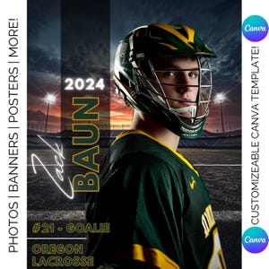 Lacrosse Poster Canva Template | Lacrosse Background For Senior Sports, Custom Lacrosse Photo, & Banner Design | Photoshop Alternative