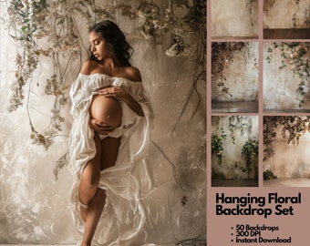 50 FLORAL BACKDROPS Digital Backdrop Overlay Maternity Backdrop Digital Floral Overlays Art Newborn Studio Backdrop for Photoshop Overlays