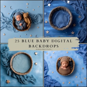 25 Niebieskich Noworodków Cyfrowych Tł, Noworodkowe Tło, Noworodkowe Tło, Tło Dziecka, Fotografia Noworodka, Noworodkowe Rekwizyty Fotograficzne