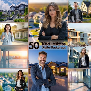 50 Realtor Digital Backdrops for Headshots & Corporate Portraits | Soft Background Overlay for Real Estate Agent Business Photoshoots