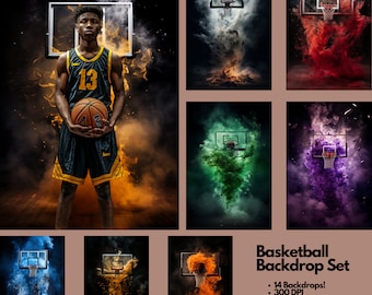 14 Basketball Digital Backdrops for Sports Photography | Basketball Background For Basketball Banner, School Sports, & Senior Portrait Photo