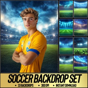 33 Epic Soccer Digital Backdrops for Sports Photography | Football Background For Soccer Banner, School Sports, & Senior Portrait Photo