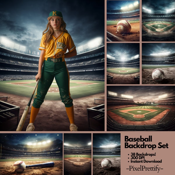 22 toiles de fond numériques de baseball pour la photographie de sport | Fond de baseball pour bannière de baseball, sport scolaire et photo de portrait senior