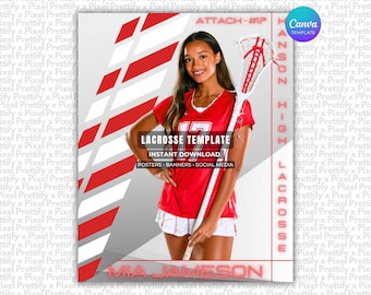 Lacrosse Poster Canva Template | Lacrosse Background For Senior Sports, Custom Lacrosse Photo, & Banner Design | Photoshop Alternative