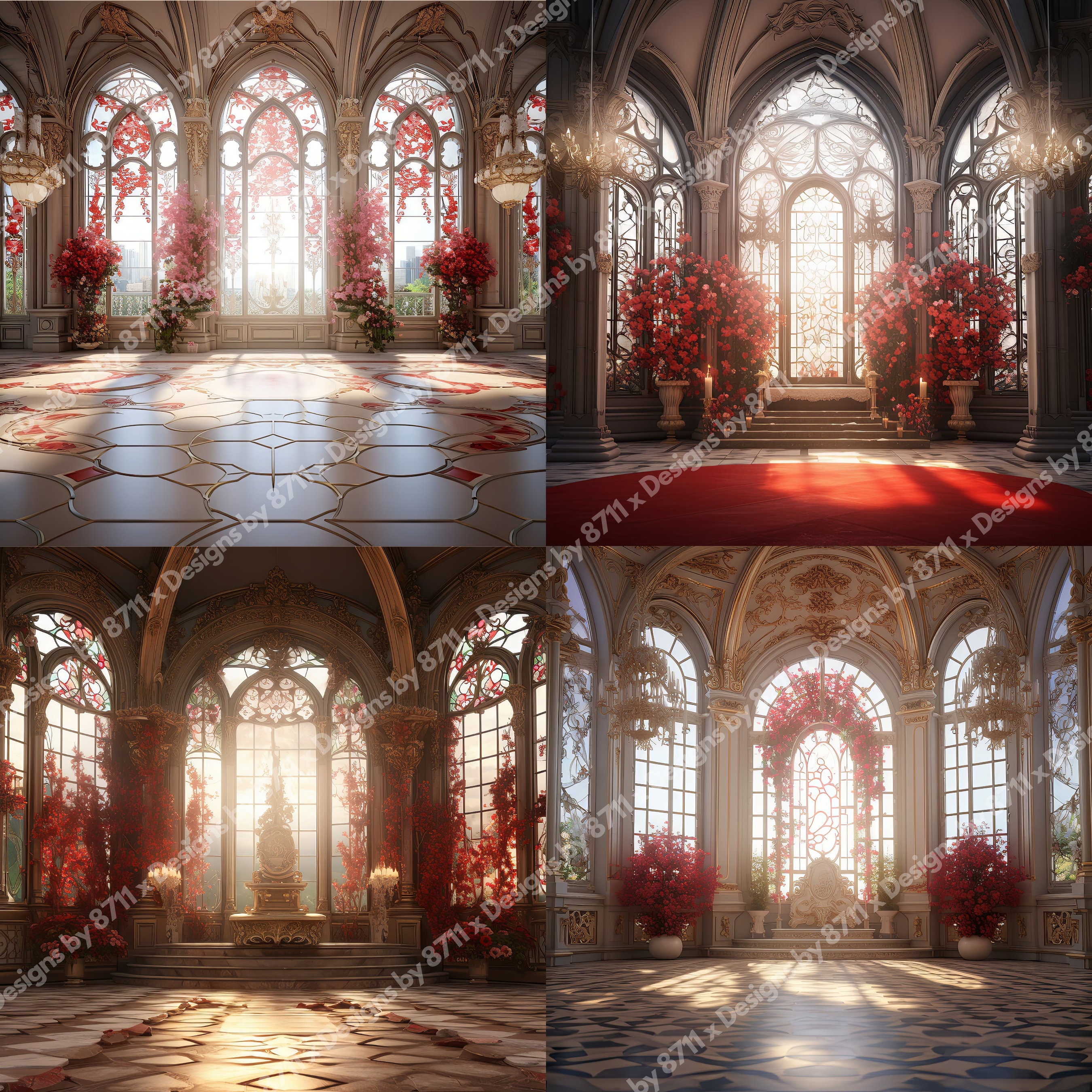 Red Rococo Wallpaper Red Rococo Digital Backdrop, Maternity Backdrop Overlays, Studio ...