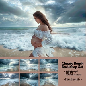 Fondos digitales de playa nublada Fondos de maternidad Superposiciones Fondos de estudio Photoshop Maternidad Texturas de bellas artes Superposiciones de Photoshop jpg