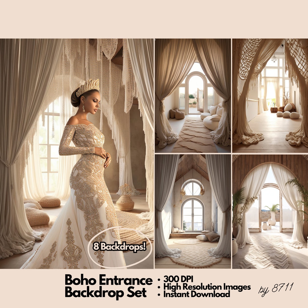 Boho Entrance Digital Backdrops Maternity Backdrop Studio Backdrop ...