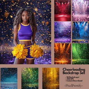 56 décors numériques de pom-pom girl pour la photographie de sport | Arrière-plan d&#39;encouragement pour bannière d&#39;encouragement, sport scolaire et photo de portrait senior