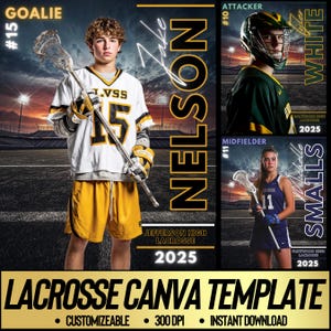 Lacrosse Poster Canva Template | Lacrosse Background For Senior Sports, Custom Lacrosse Photo, & Banner Design | Photoshop Alternative