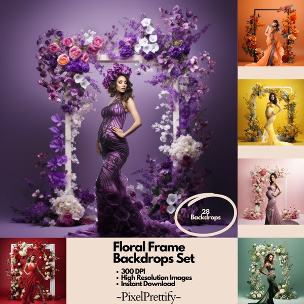 28 Floral Frame Digital Backdrops Maternity Backdrop Overlays Photography Digital Background Overlays Photoshop Textures Overlays jpg