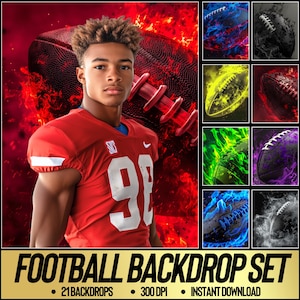 21 Football Digital Backdrops for Sports Photography | Football Background For Football Banner, School Sports, & Senior Portrait Photo