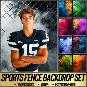 Fence and Fog Sport Backdrops Soccer, Football, Basketball, Baseball, Volleyball, Tennis, Softball, Hockey Digital Texture Backdrop Template