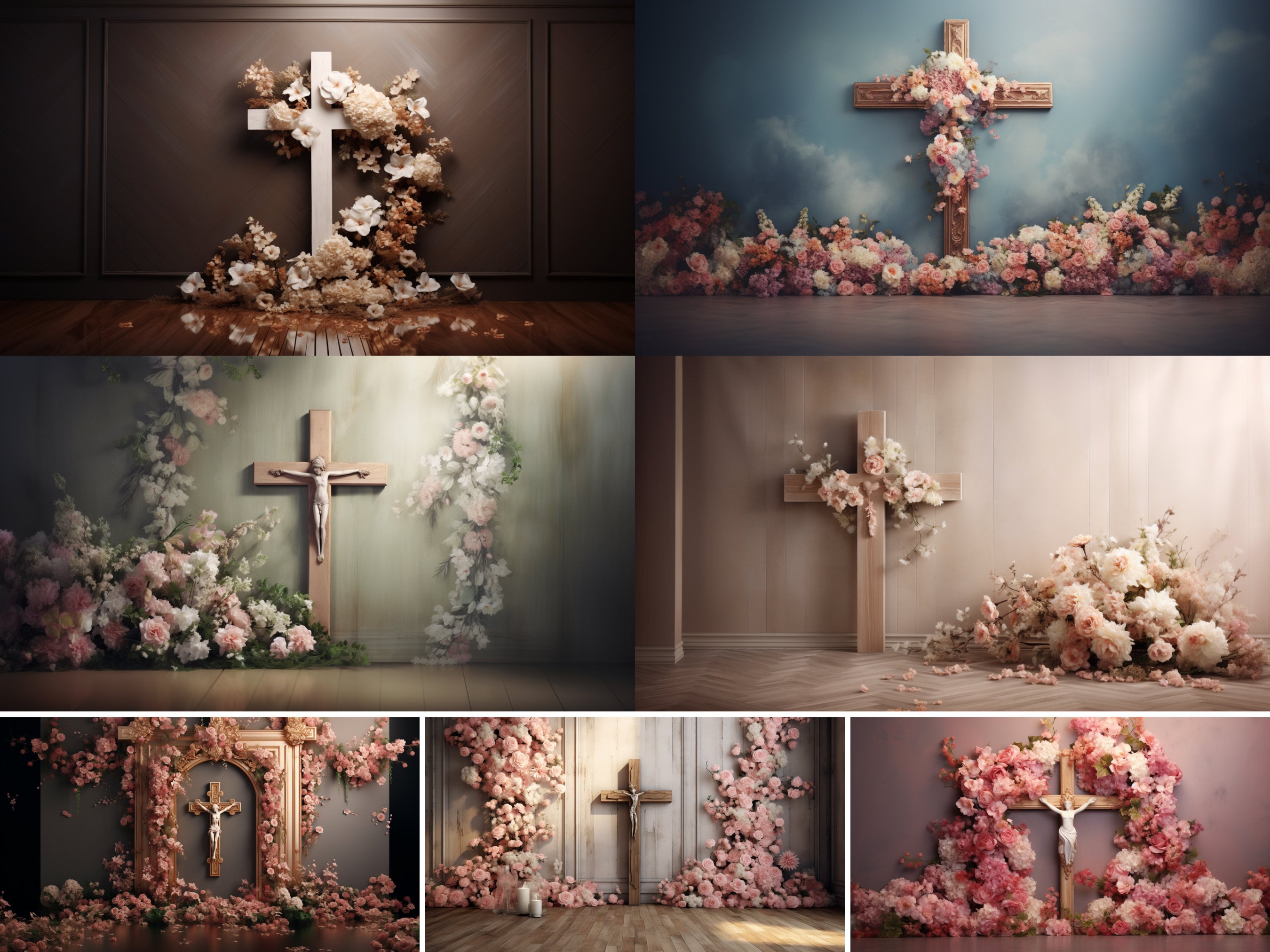 Floral Cross Digital Backdrops Maternity Backdrop Overlays Photography ...