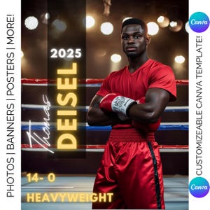 Boxen Poster Canva Vorlage | Benutzerdefinierte Boxen Poster Vorlage, Sport Karte Boxer Hintergrund | Boxring Digitale Hintergrund Overlay | Kein PSD